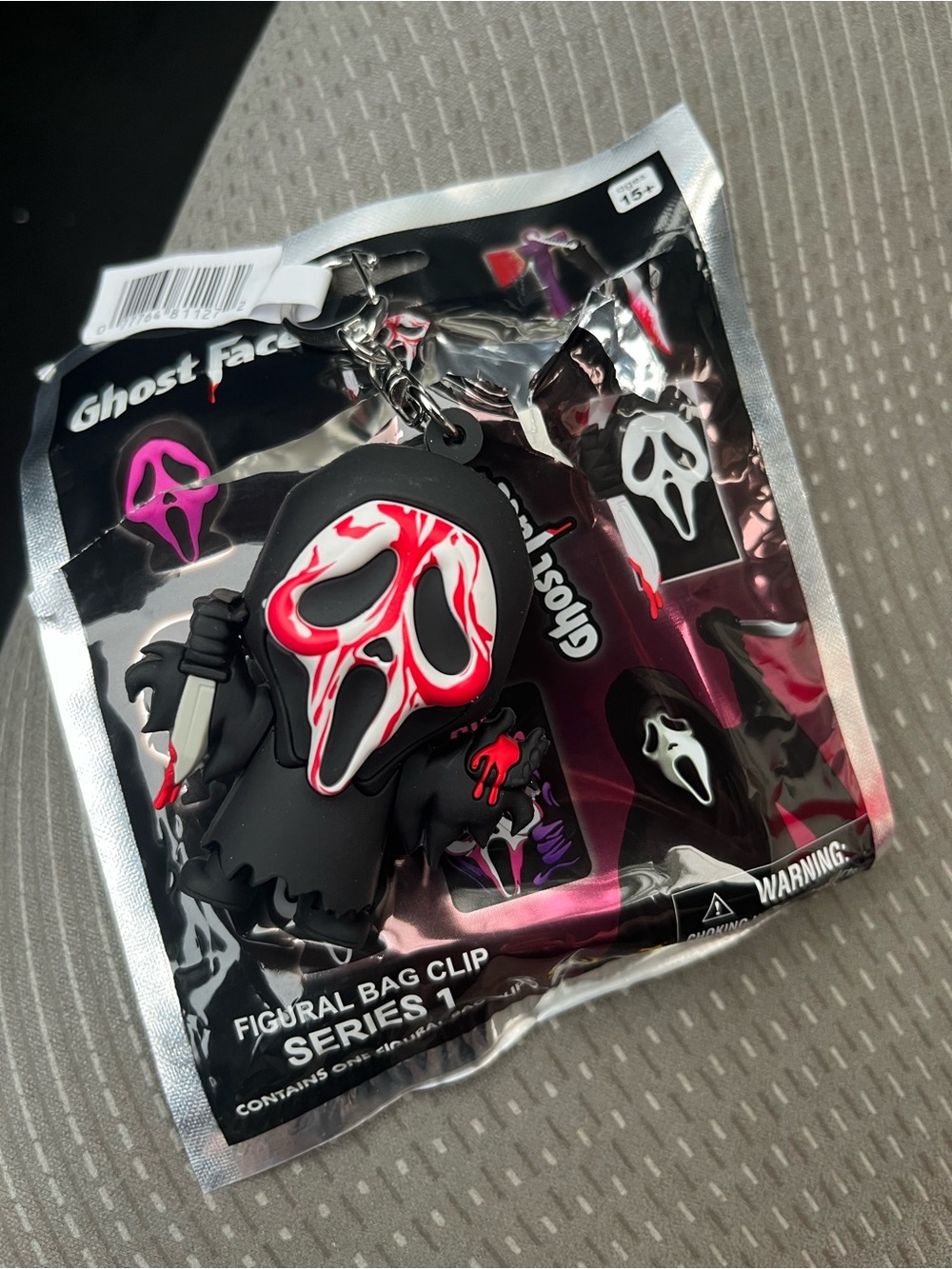 Ghost Face Red & Black Bag Clip Keychain
